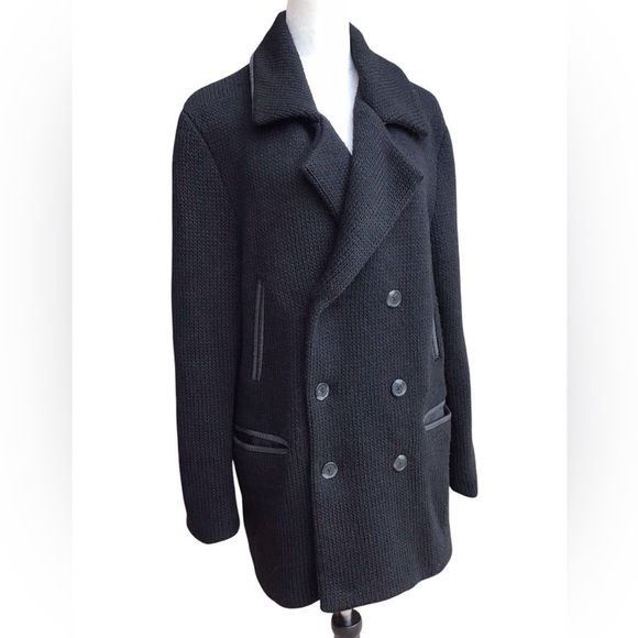 Anthropologie What Comes Around Goes Around Black Double Breasted Coat Size L - Picture 1 of 5